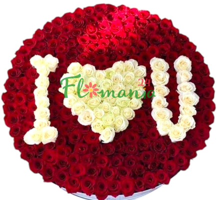 Огромный букет из 301 розы с надписью «I love you»